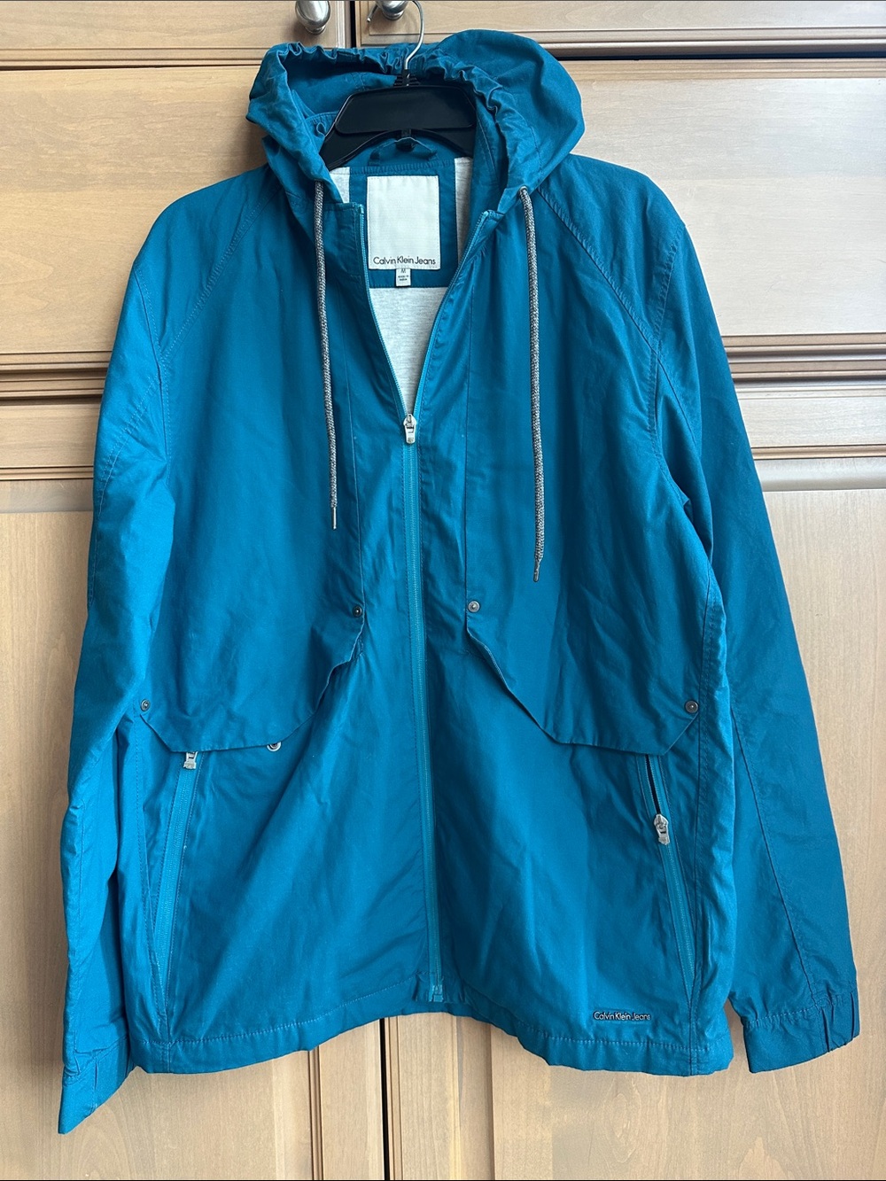 Calvin Klein Jeans Teal Hooded Lightweight Jacket